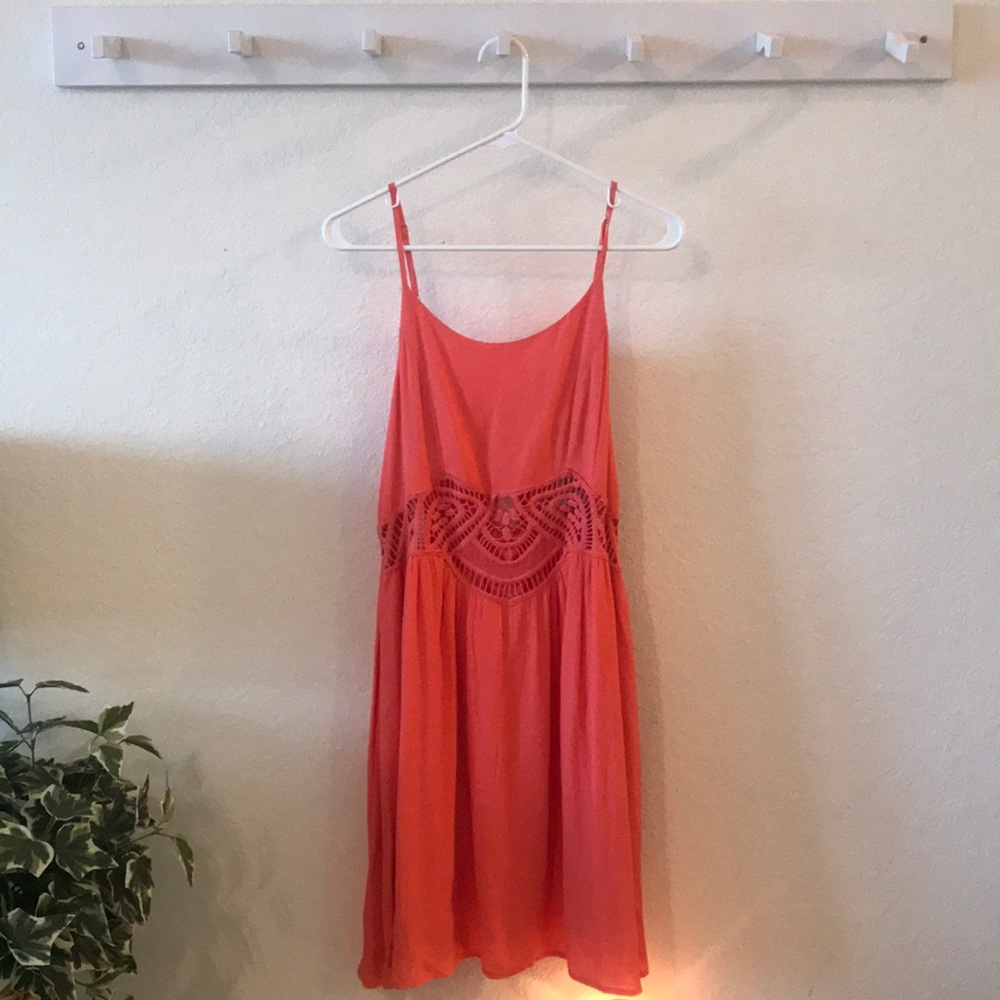 Flowy coral midi dress